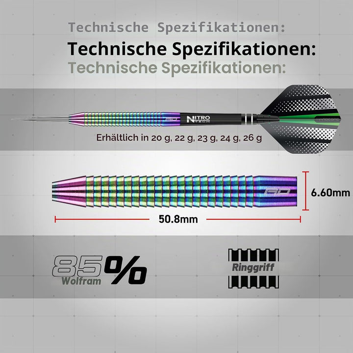 RED DRAGON Razor Edge Series Dartpfeile Tungsten Profi Steel Darts mit Flights und Schäfte 23 g 2 St