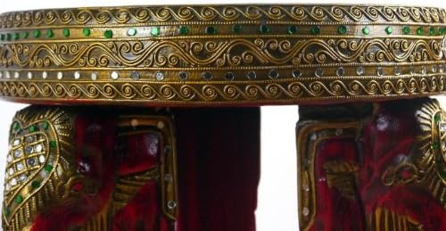 livasia Massivholzhocker Elefantenhocker Beistelltisch (Handarbeit) Glasmosaikverzierung Podest Blum