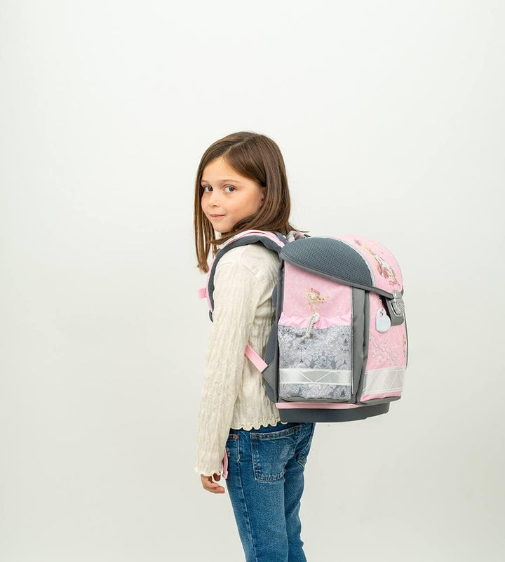 Belmil Schulranzen Set 403-13/AG/S/R 5 - teilig ergonomischer Schulranzen Set mit Regenschutz 1. kla