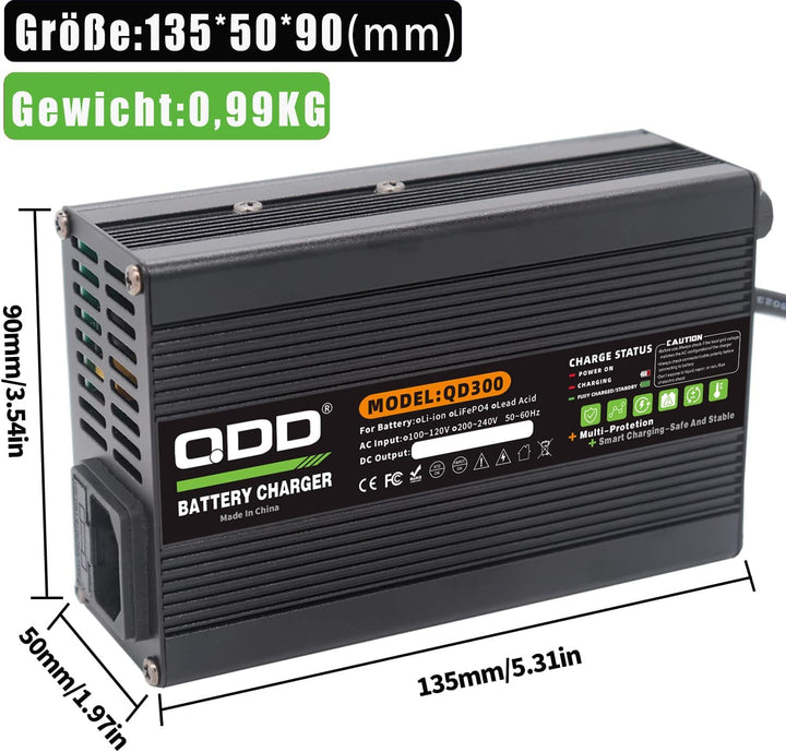 QDD 36 Volt 36 V 5 A Blei-Säure-Batterieladegerät mit DC-Ausgang 50 A Anderson-Anschluss für Blei-Sä
