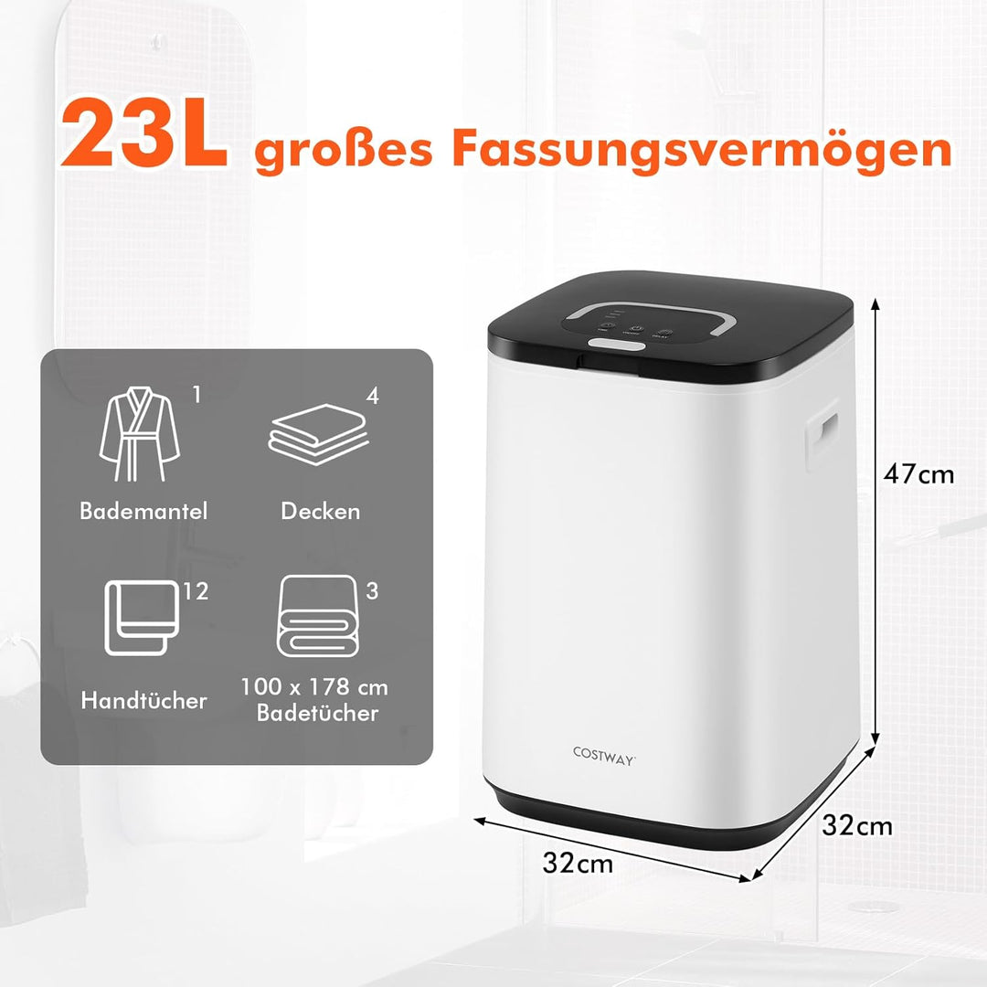COSTWAY 23L Handtuchwärmer, Towel Warmer mit Anzeigeleuchte & Timer & LED Licht & Automatische Absch