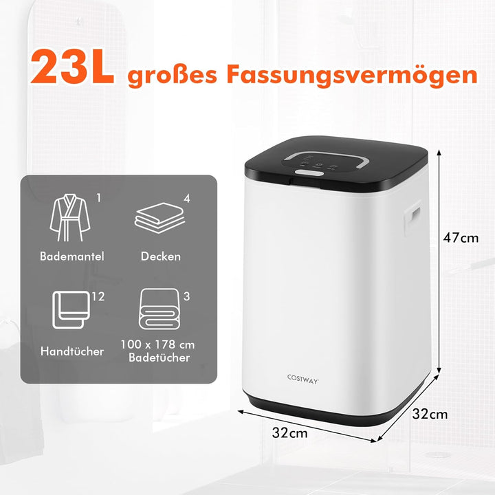 COSTWAY 23L Handtuchwärmer, Towel Warmer mit Anzeigeleuchte & Timer & LED Licht & Automatische Absch