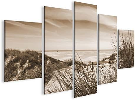 islandburner Bild Bilder auf Leinwand Nordseestrand Sepia Dünen MF XXL Poster Leinwandbild Wandbild