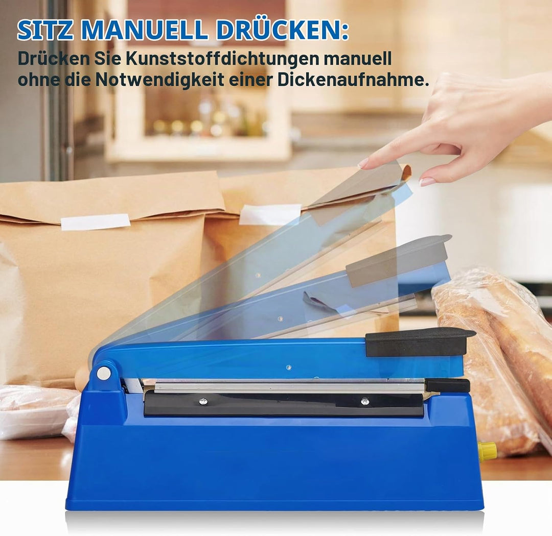 Folienschweissgerät, 200mm Heisssiegelgerät mit 2mm Dichtungsbreite Tragbares, Versiegelungsgerät, V