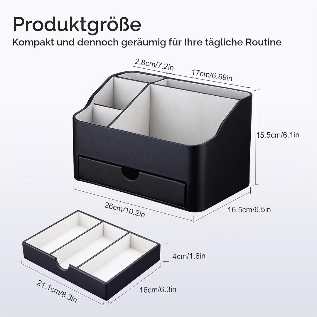 KINGFOM Make Up Kosmetik Organizer, PU Leather Schmink Organizer mit Schublade Skincare Organizer fü