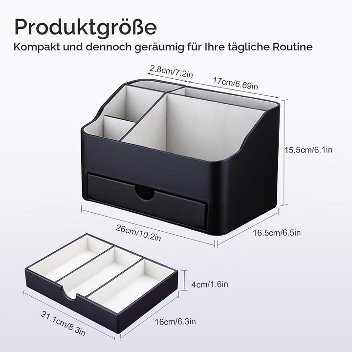 KINGFOM Make Up Kosmetik Organizer, PU Leather Schmink Organizer mit Schublade Skincare Organizer fü