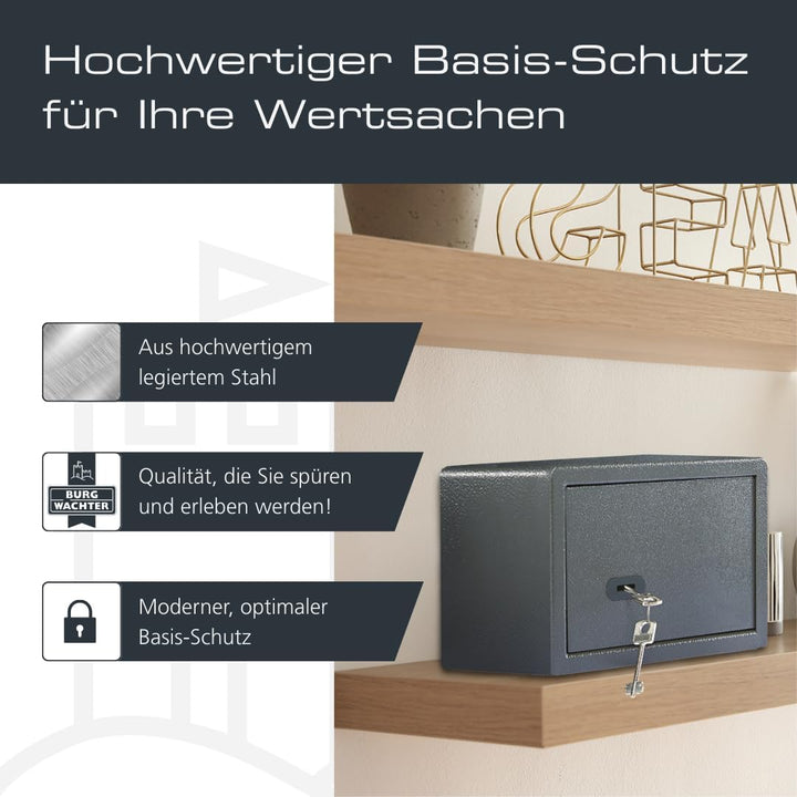 Burg-WÄCHTER Möbeltresor mit Schlüssel, Inkl. Fachboden, Zur Wand- und Bodenbefestigung, 6,7 l, 7 kg