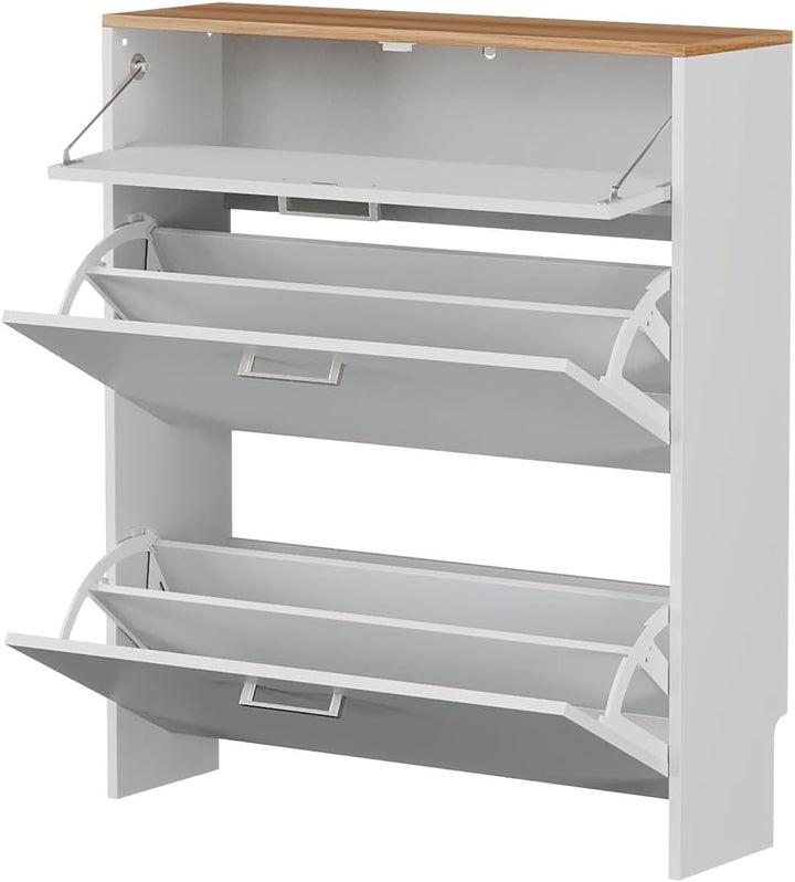 LEADZM Schuhschrank Schmal,Schuhkipper mit 2 Flip-Schubladen Schuhregal mit 1 Schubladen für den Ein