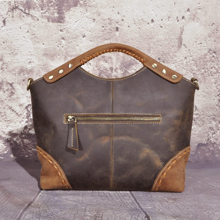 Le'aokuu Womens Echte echte Leder -Vintage -Schulterhandtaschen Crossbody Messenger Tasche Satchel G