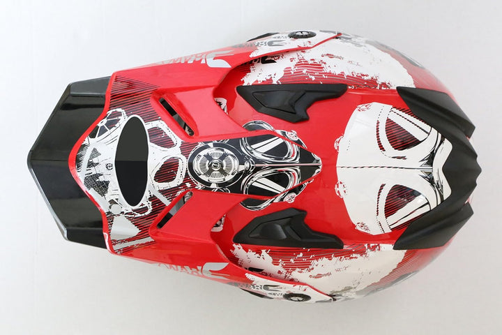 GS Nevada Rot Motocrosshelm mit ausziehbarer Sonnenblende und der neusten Sicherheitsnorm ECE 2205 M