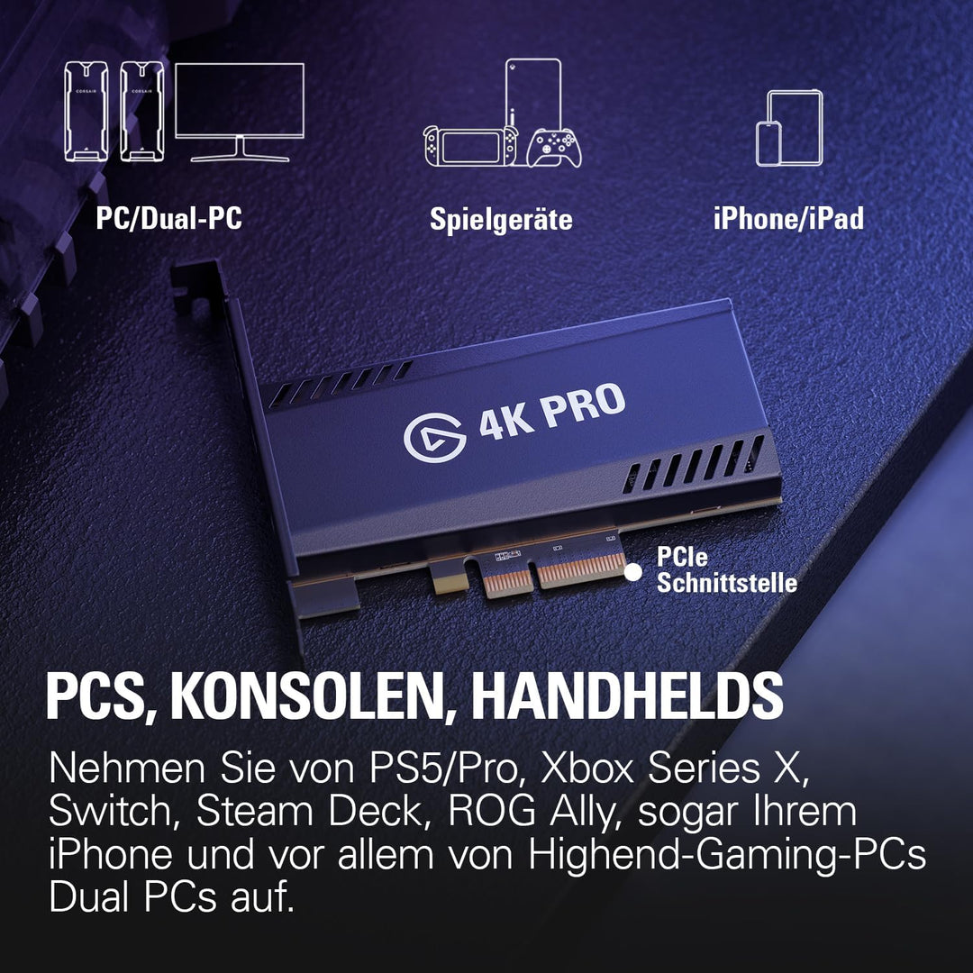 Elgato 4K Pro, Interne Capture-Karte: 8K60-Passthrough/4K60 HDR10 mit ultraniedriger Latenz auf PS5/