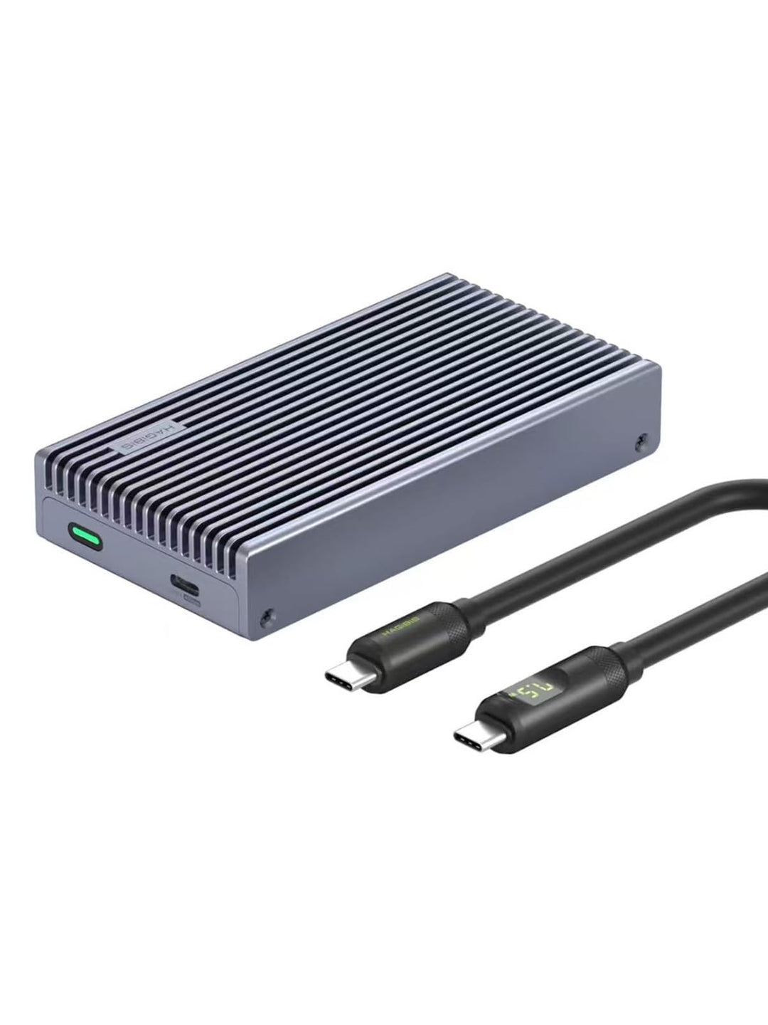 Hagibis M.2 NVMe SSD-Gehäuse, 40 Gbit/s USB4 SSD-Gehäuse mit LED-Display, USB4-Kabel, PCIe3.0x4, Alu