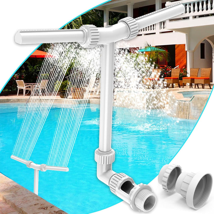 Wasserbrunnen Dual Spray Einstellbarer Pool Wasserfall Brunnen mit Adapter Belüfter für Über Ingroun