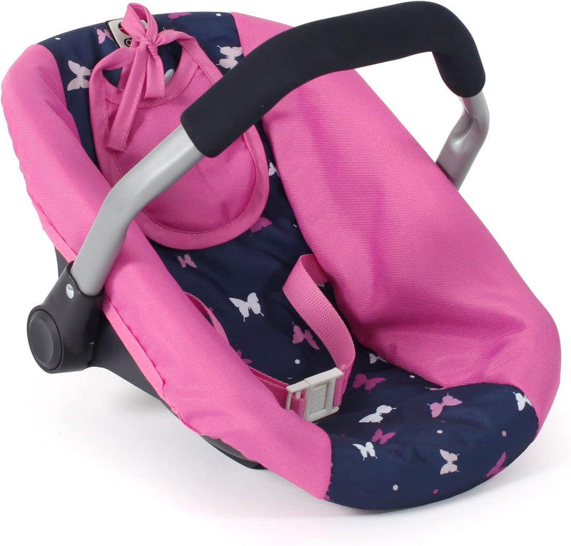 Bayer Chic 2000 - Puppen-Autositz für Baby-Puppen, Puppentrage, Puppenzubehör, Butterfly, Navy-pink,