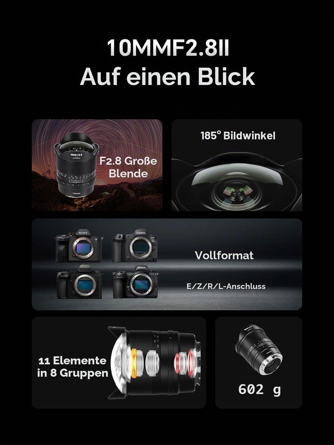 7Artisans 10mm F2.8 II für Canon RF-Mount Objektiv, Ultra Weitwinkel Fisheye Objektiv Vollformat 185