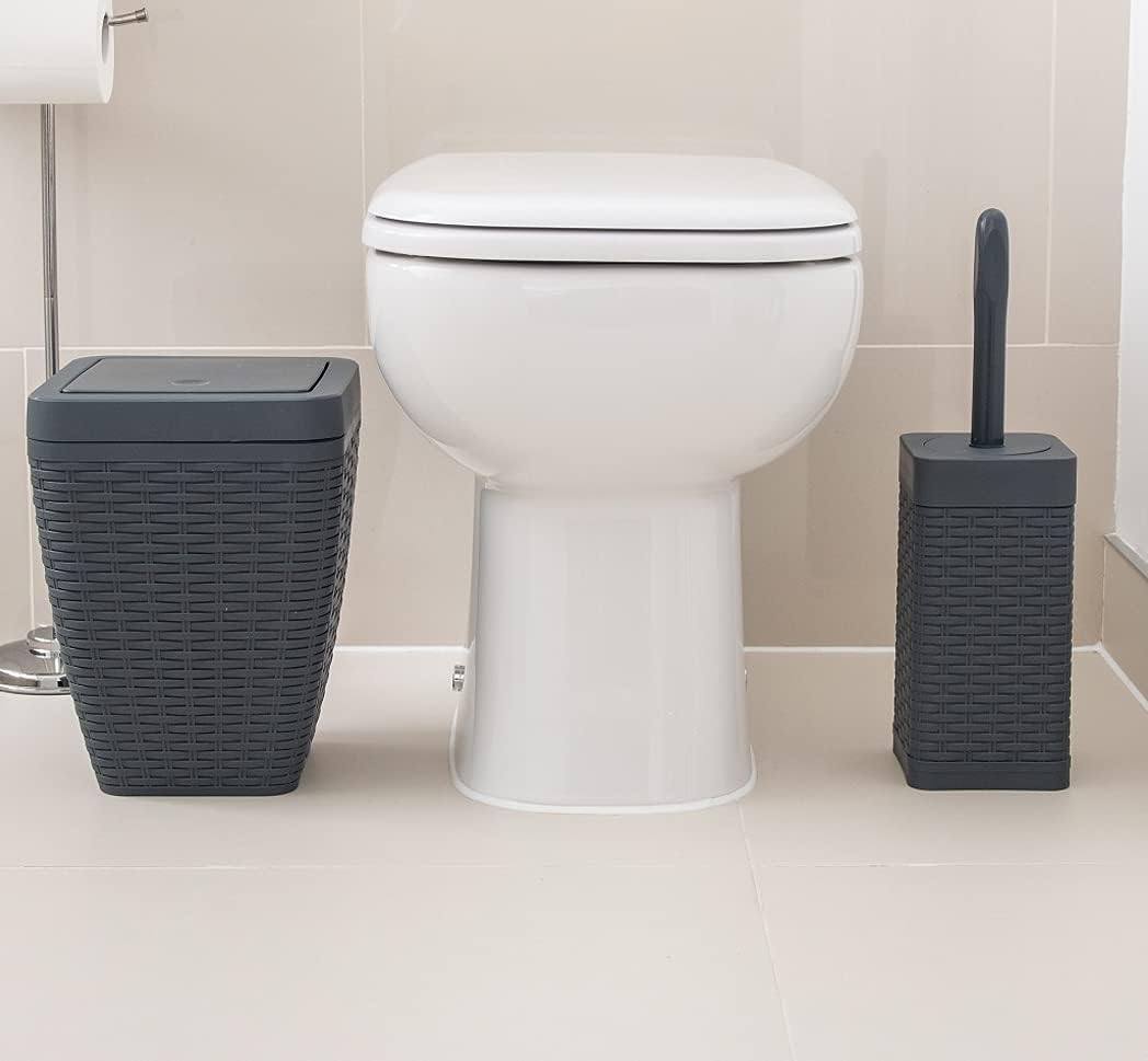 Addis, Rattan-Kunststoff, anthrazit, Bin & Toilet Set Bin & Toilet Set Anthrazit, Bin & Toilet Set A