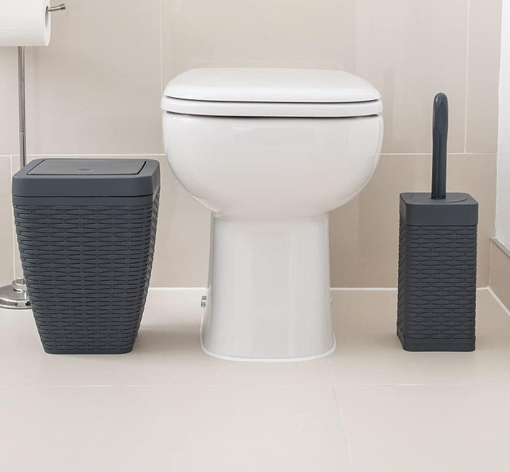 Addis, Rattan-Kunststoff, anthrazit, Bin & Toilet Set Bin & Toilet Set Anthrazit, Bin & Toilet Set A