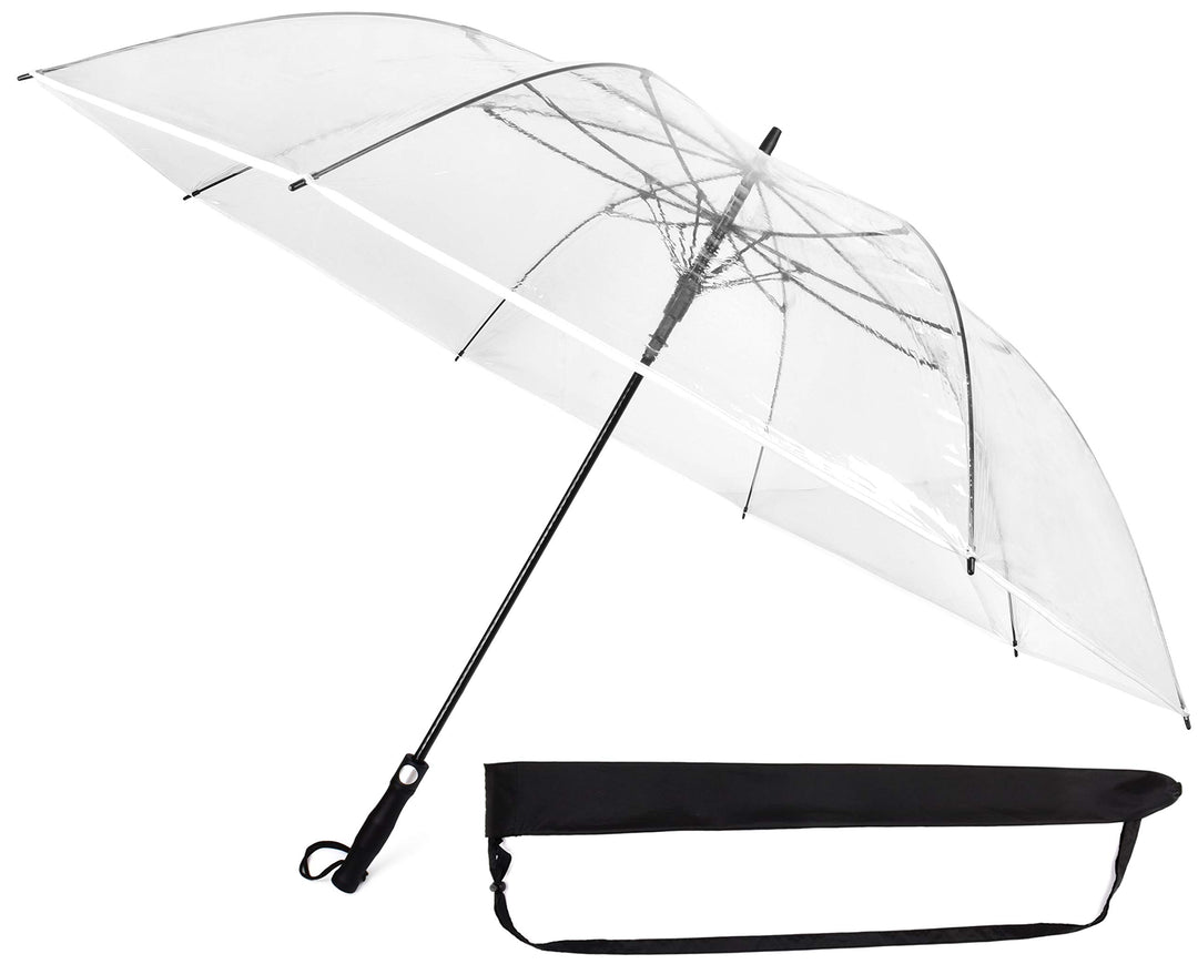 Sternenfunke Regenschirm sehr gross XXXL Ø150 cm transparent, Komfort Druckknopf, mit Tragehülle, Au
