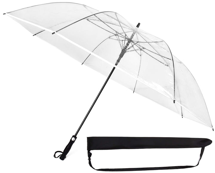 Sternenfunke Regenschirm sehr gross XXXL Ø150 cm transparent, Komfort Druckknopf, mit Tragehülle, Au