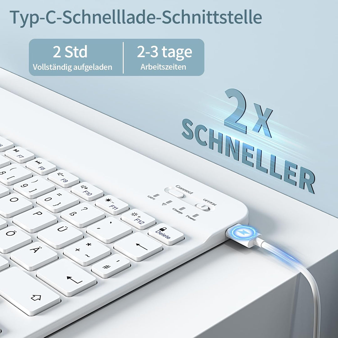 Hülle mit Tastatur für iPad 9. / 8. / 7. Generation 10,2 Zoll 2021/2020/2019, Bluetooth Magnetisch Q