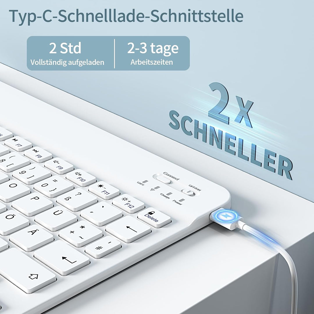 Hülle mit Tastatur für iPad 9. / 8. / 7. Generation 10,2 Zoll 2021/2020/2019, Bluetooth Magnetisch Q