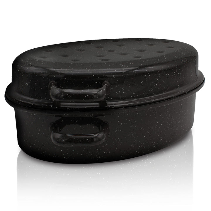 Krüger Emaille-Gansbräter mit Tropfdeckel - hochwertiger Bräter - für alle Herdarten geeignet - herv