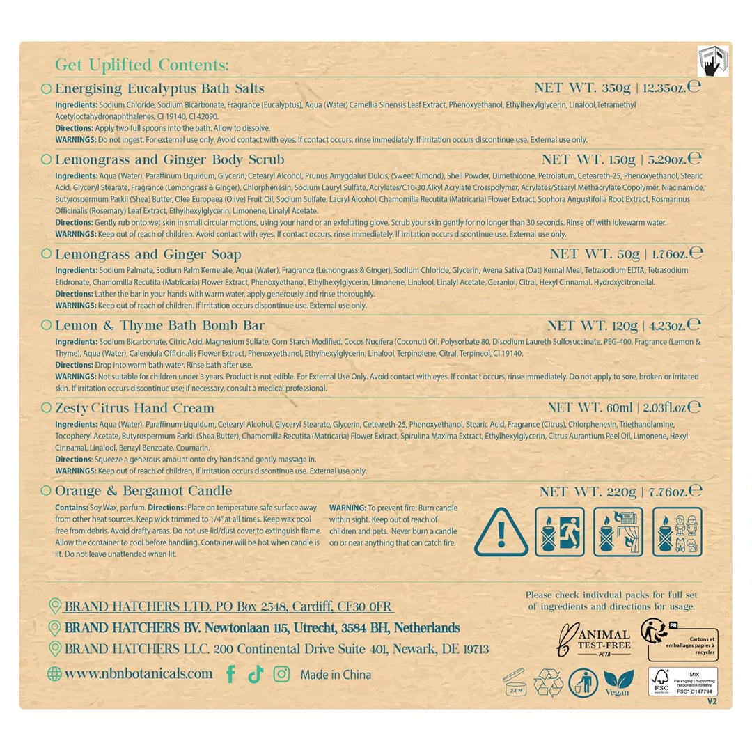 Nurture by Nature, Entspannung & Uplift, Verwöhnkörbe für Frauen, Spa-Badeset, Badesalz, Aromatherap
