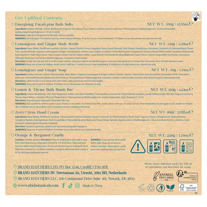 Nurture by Nature, Entspannung & Uplift, Verwöhnkörbe für Frauen, Spa-Badeset, Badesalz, Aromatherap