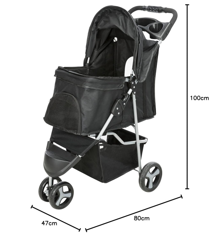 TRIXIE Buggy für Hunde, 47 × 100 × 80 CM, 4,6 kg - extra leicht, schwarz, bis 11 kg belastbar - 2895