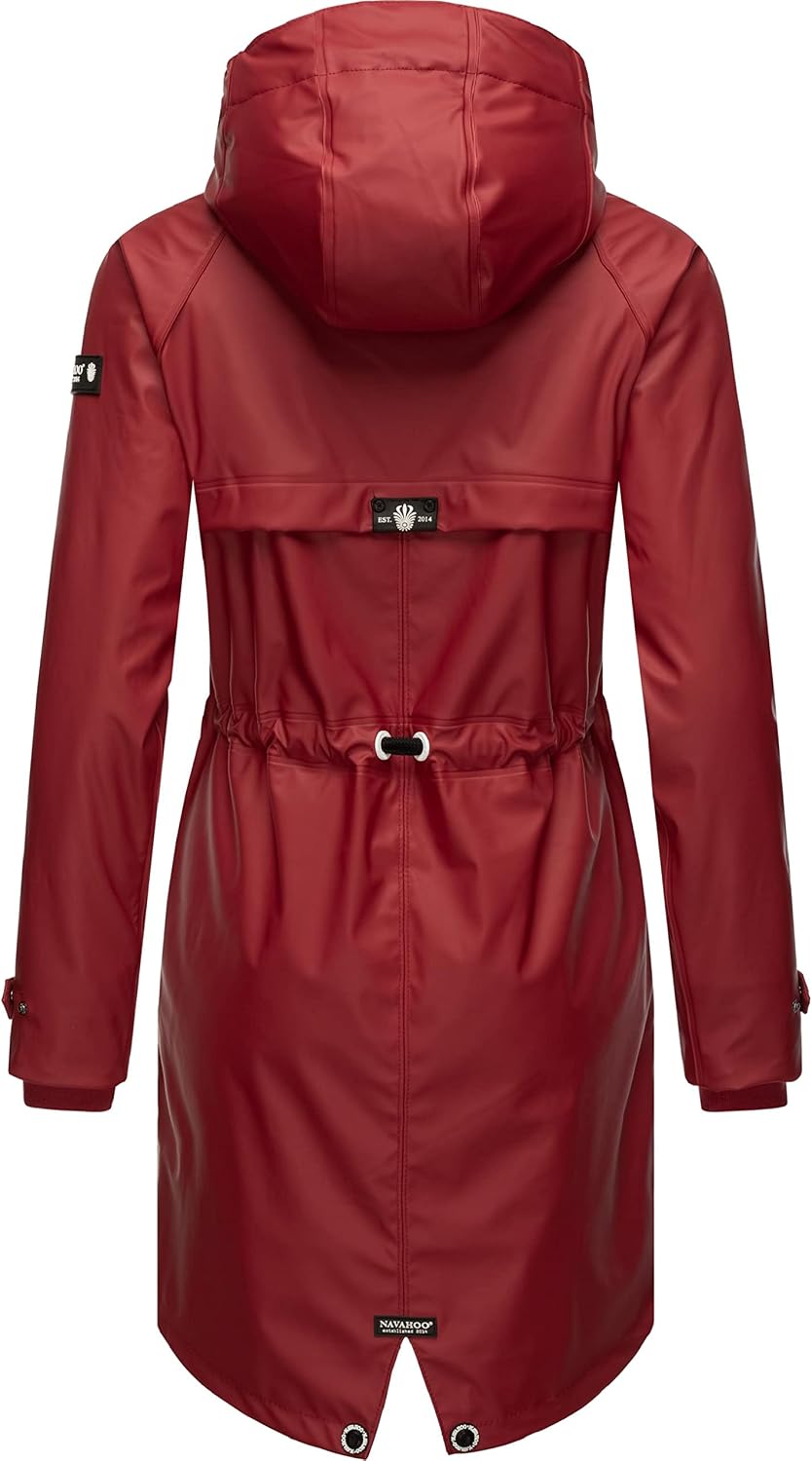 Navahoo Damen Übergangsjacke Regenmantel wasserdicht lang warm gefüttert mit Kapuze Rainy Flower XS-