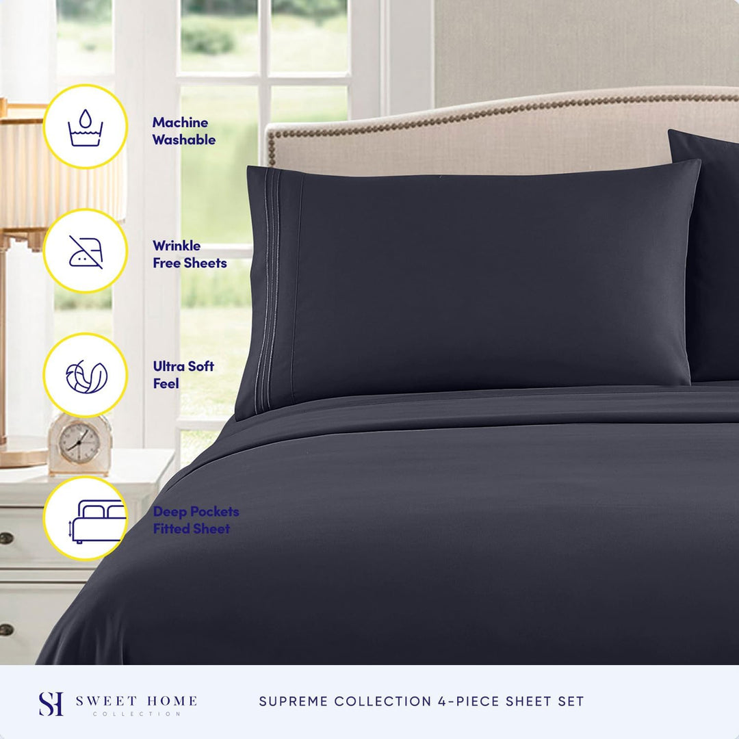 Sweet Home Collection Fadenzahl 1800, weiche ägyptische Qualität, gebürstete Mikrofaser Laken – Luxu