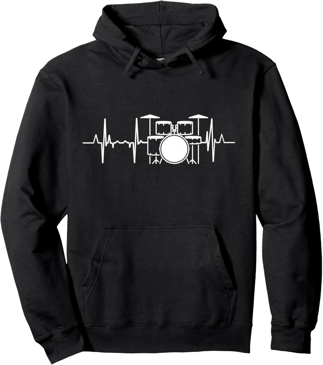 Schlagzeuger Herzschlag Drum Kit Herzlinie Drummer Pullover Hoodie