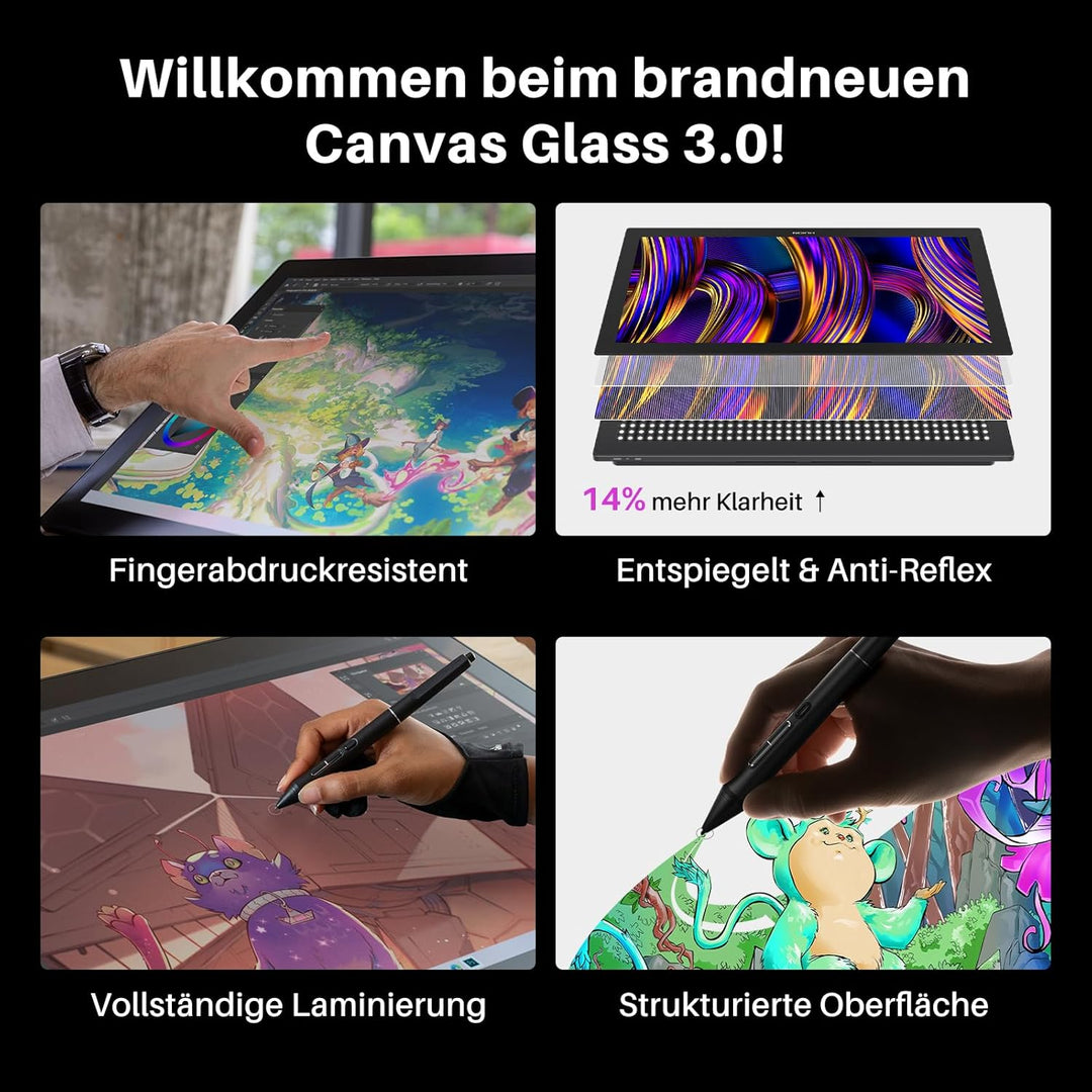 HUION KAMVAS Pro 27 (144Hz) Grafiktablett Display, 27 Zoll 4K UHD 144Hz, Mit Farbkalibrator, PenTech