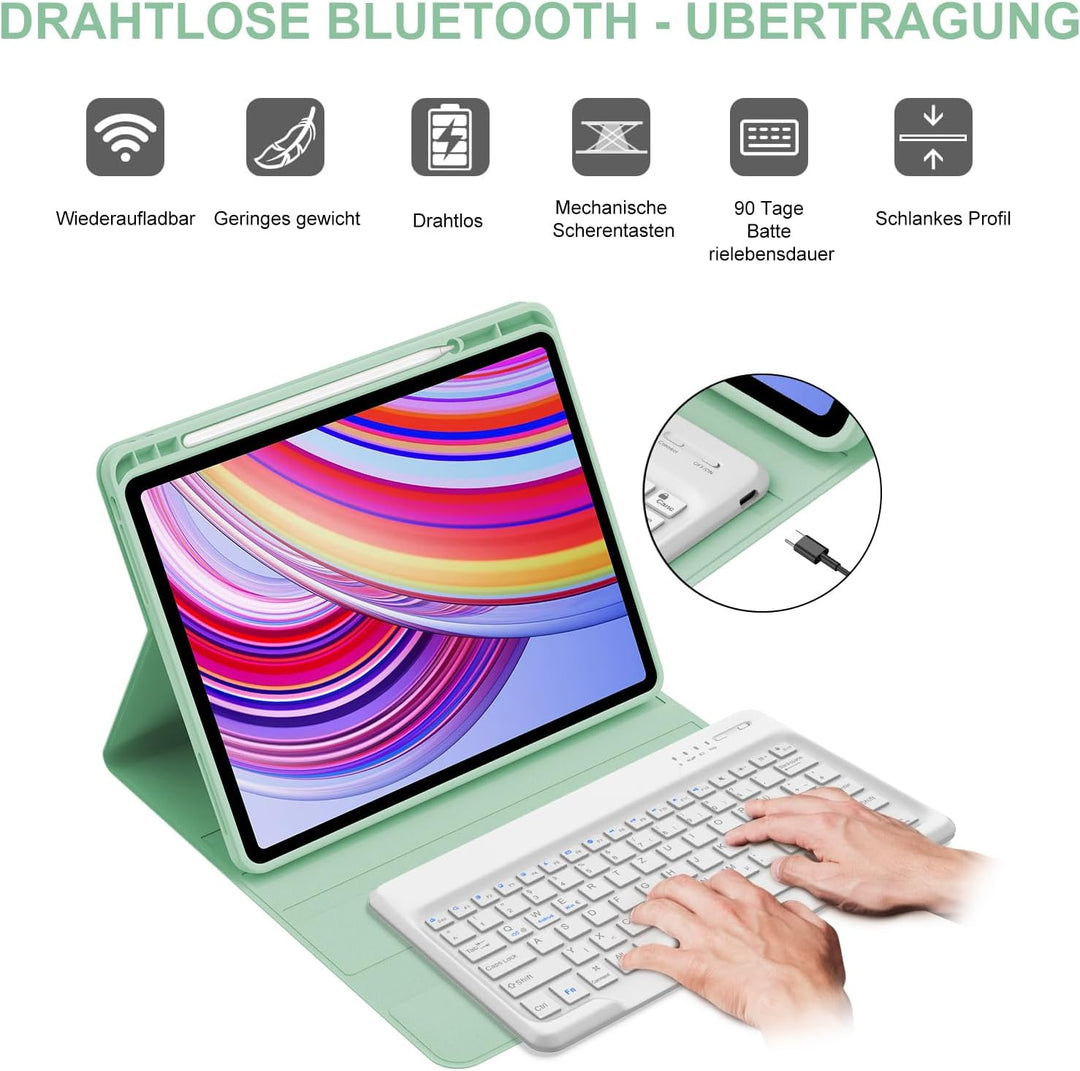 IVEOPPE Tastatur Hülle für Xiaomi Redmi Pad Pro 12,1 Zoll 2024, Bluetooth Magnetisch Abnehmbare Keyb