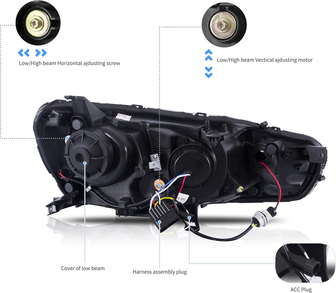VLAND Scheinwerfer passend für EVO X & Lancer 2008-2020 Ersatzscheinwerfer mit dynamischer Anzeige,