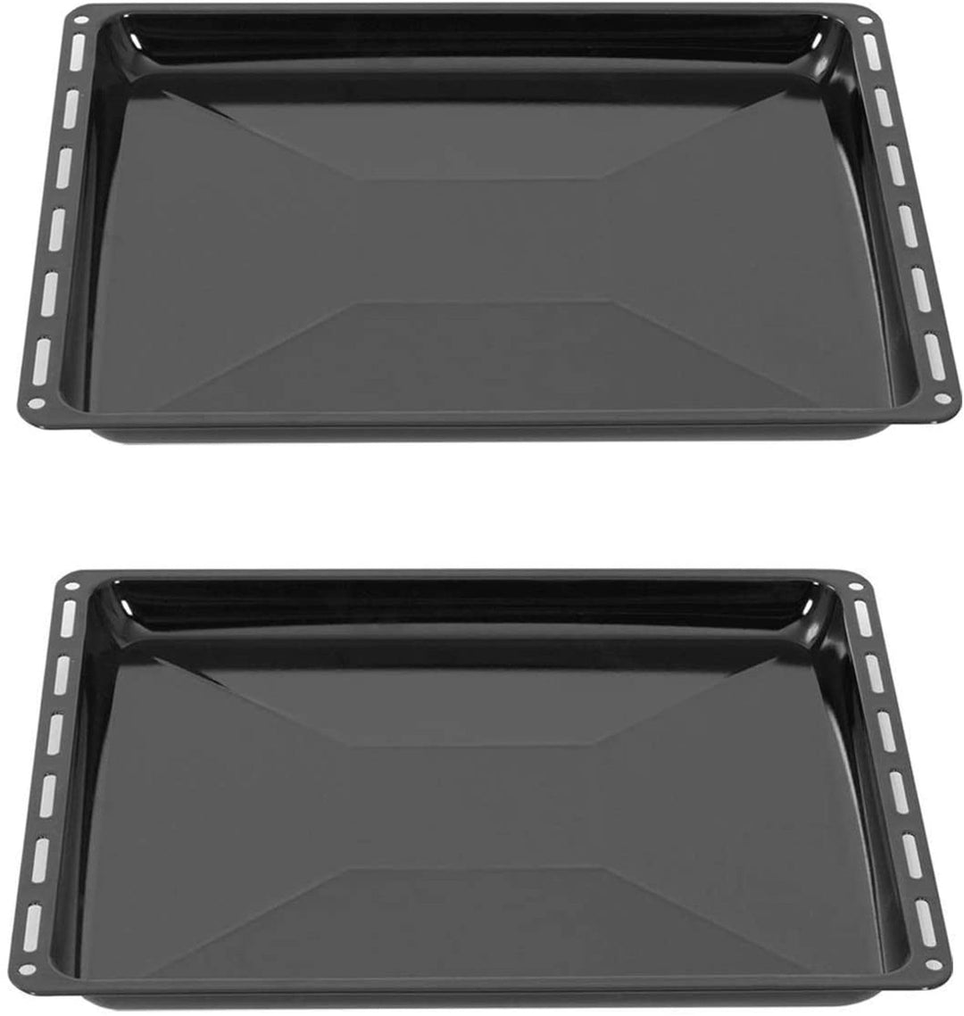 ICQN Backblech 455x375x30 mm Set, 2er Emaillierte Fettpfanne für Backofen und Herd, Passend für Bosc