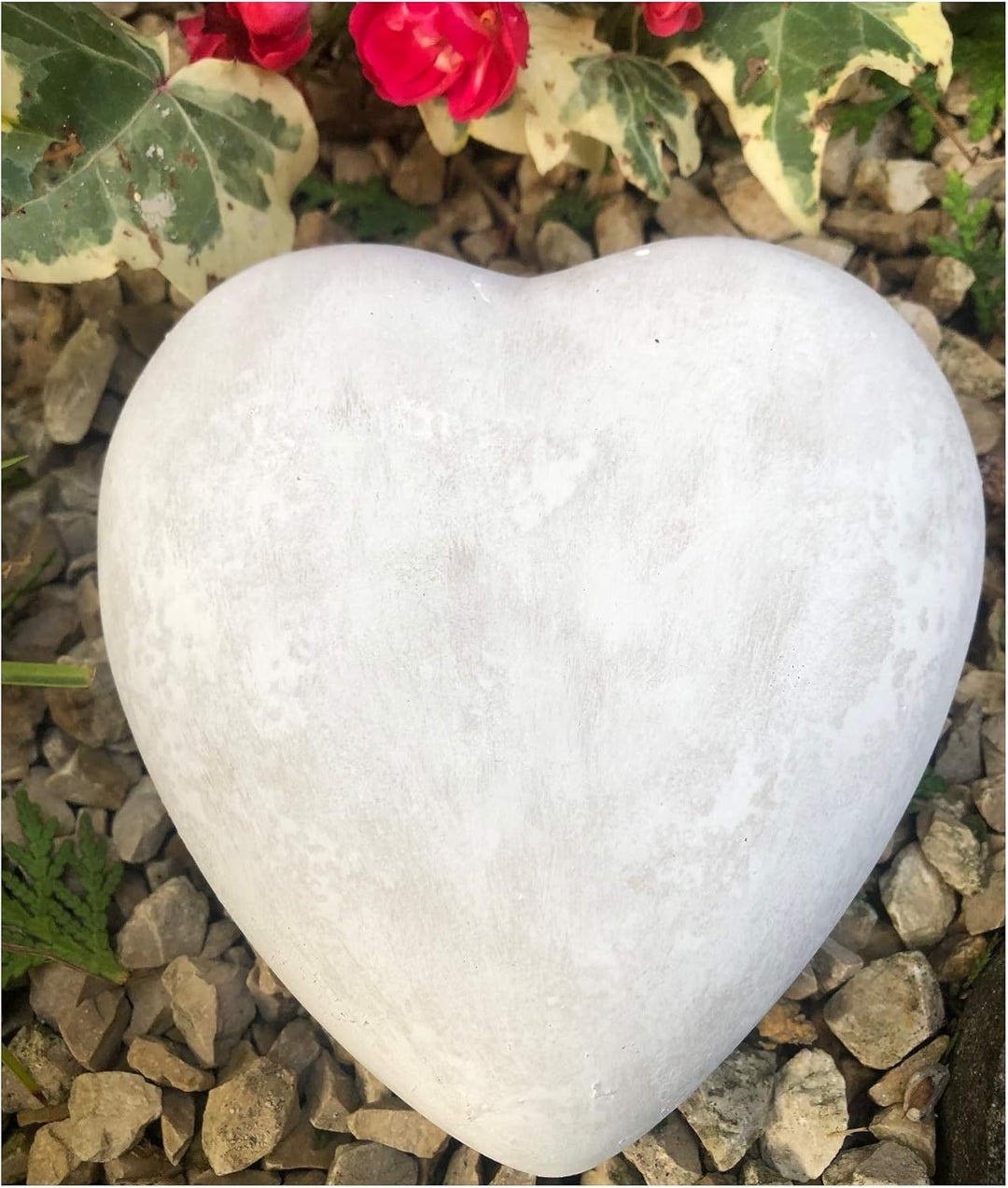 Radami Herz Grabherz Grabschmuck Dekoherz Steinguss 13cm Patina weiss