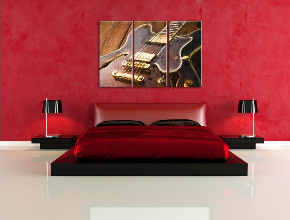Pixxprint E-Gitarre als Leinwandbild | Grösse: 3 Teilig (120x80) | Wandbild| Kunstdruck | fertig bes