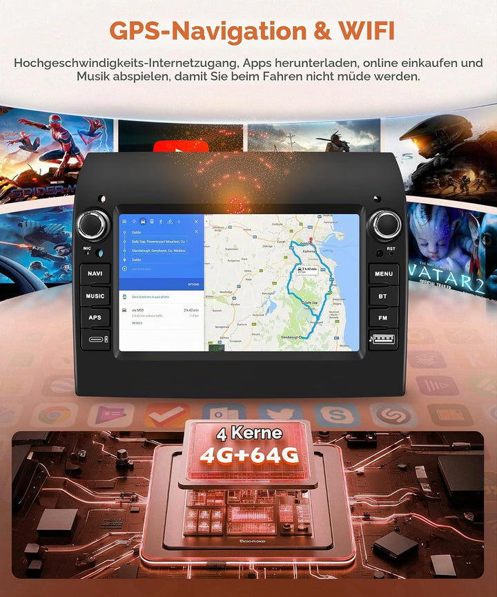 4G+64G Android Autoradio für FIAT Ducato 2008-2015/Peugeot Boxer 2/Citroen Jumper 2011-2015 Wireless