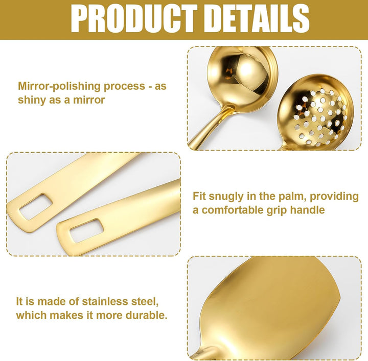Gold Küchenutensilien Set 6-teilig, Edelstahl Kochutensilien Set, Küchengeräte Set, Home Essentials