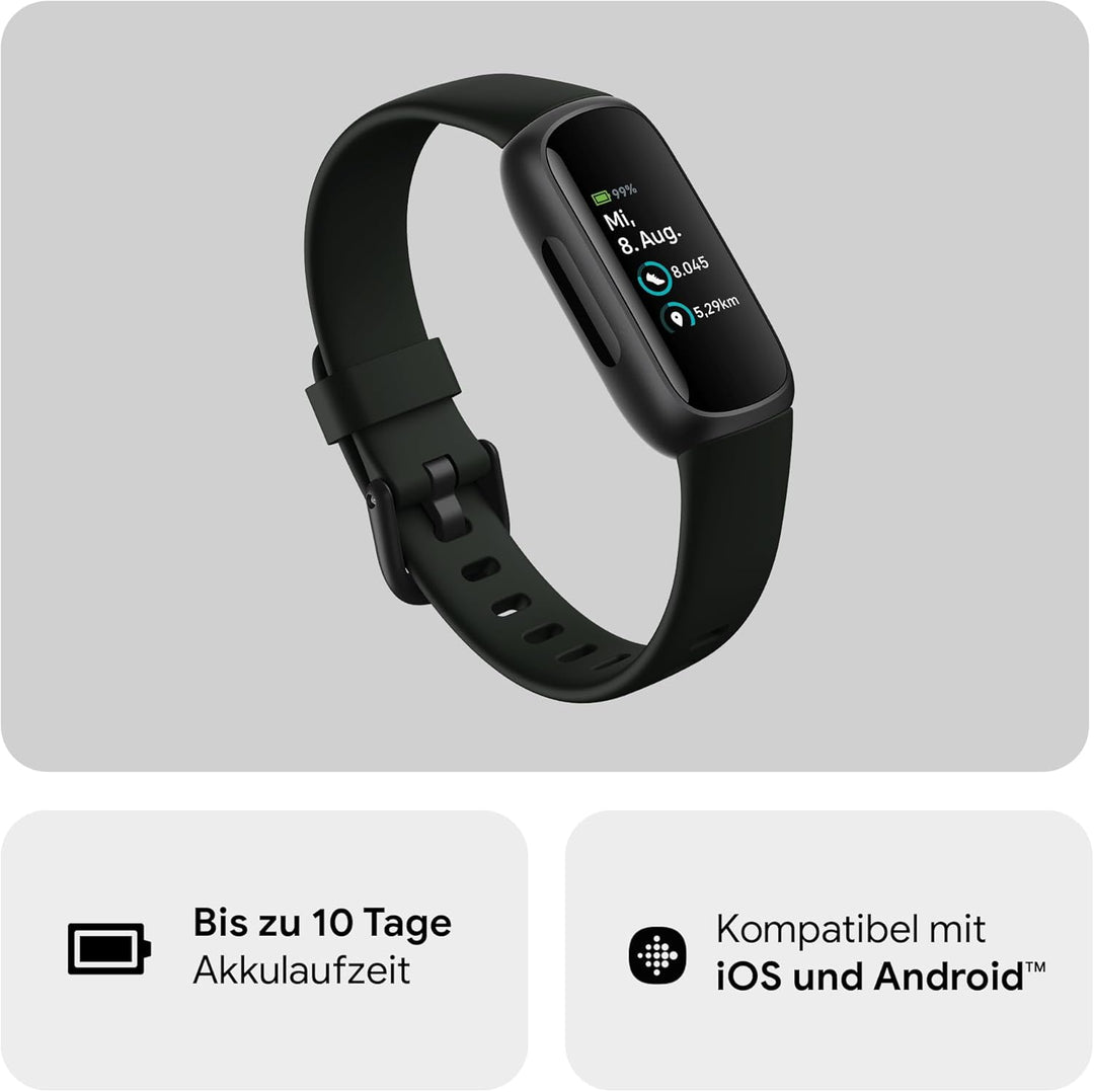 Google Fitbit Inspire 3 – Gesundheits- & Fitness-Tracker Damen / Herren - Herzfrequenzmessung, Stres