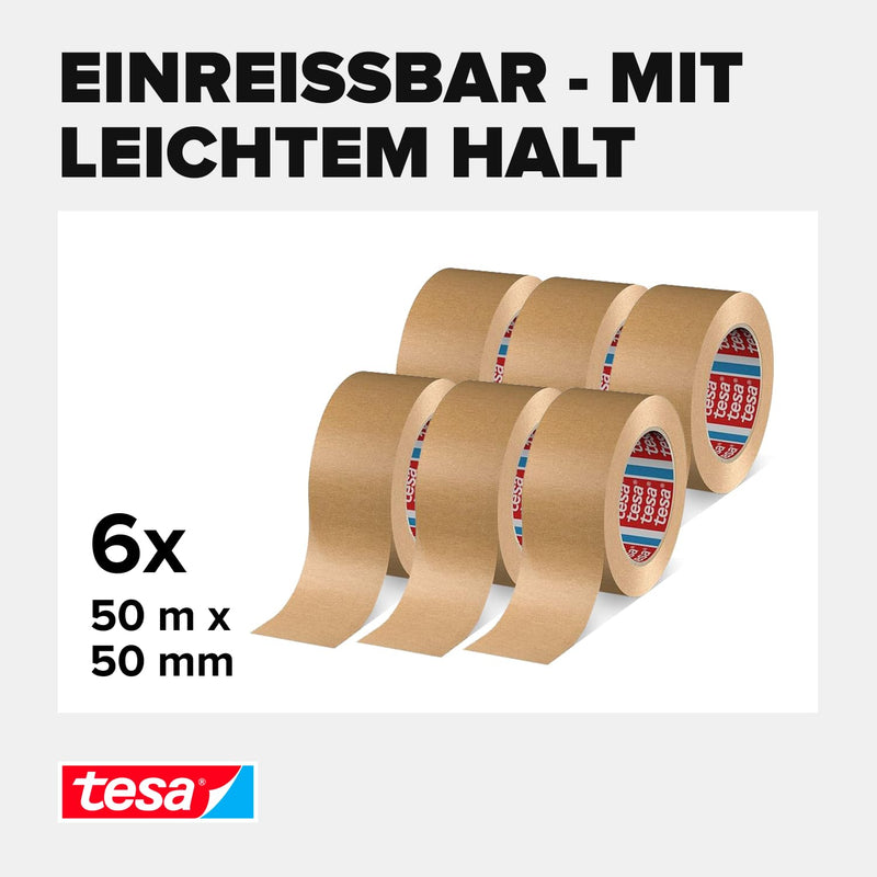 tesa 04713-00000-00 pack 4713 Paketband, Papier Klebeband zum Verschliessen von Verpackungen, recycl