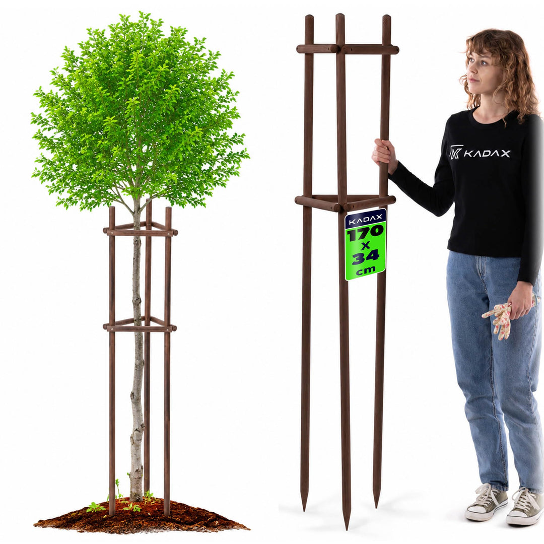 KADAX Baumstütze 170 cm aus robustem Holz, Baumpfahl zur sicheren Fixierung junger Bäume & Sträucher