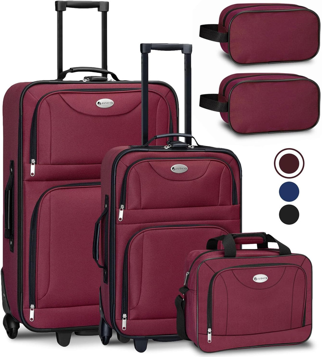 Juskys Trolley Reisekoffer Set 5 teilig - 60 Liter, 2 Rollen, Weichschale, wasserabweisend Stoff, le