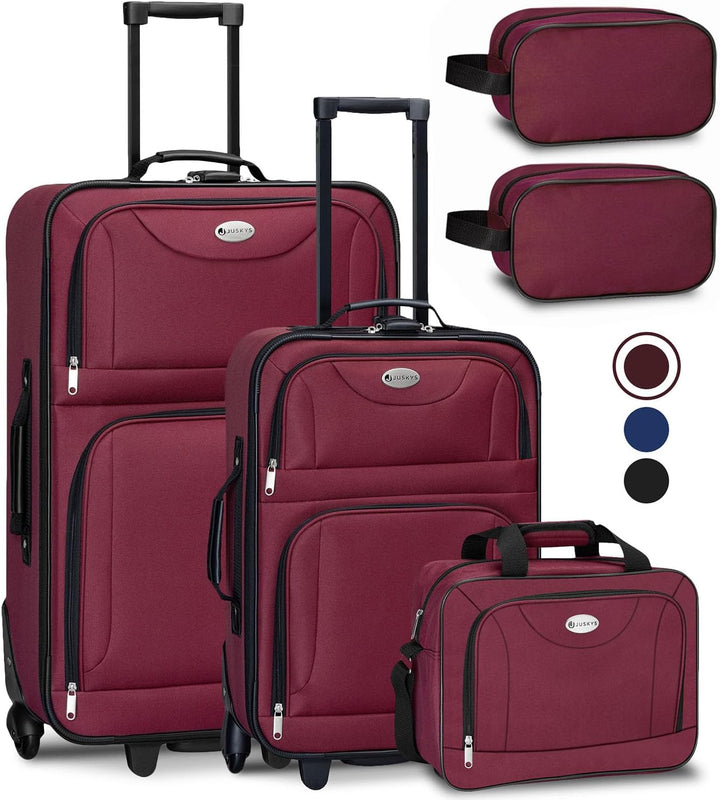 Juskys Trolley Reisekoffer Set 5 teilig - 60 Liter, 2 Rollen, Weichschale, wasserabweisend Stoff, le