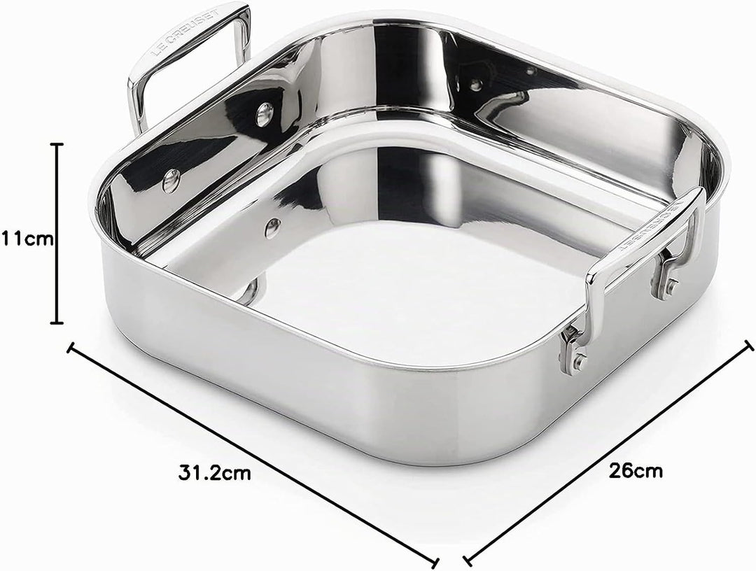 Le Creuset Quadratische Bratreine aus 3-ply Edelstahl, 26 cm, 96106026000000, 26 cm