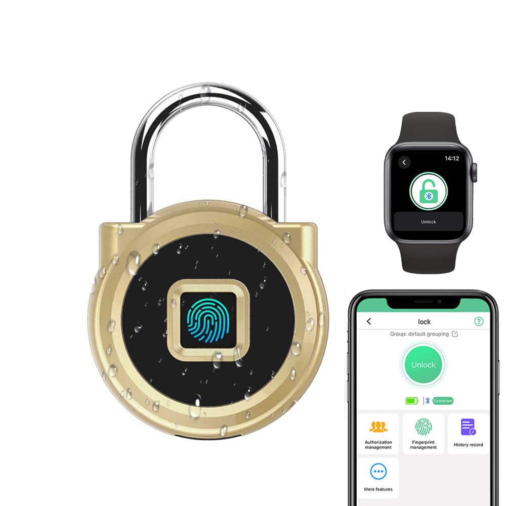 Vorhängeschloss Fitnessstudio Wetterfest Zahlenschloss - Fingerabdruck Bluetooth App eLinkSmart kein