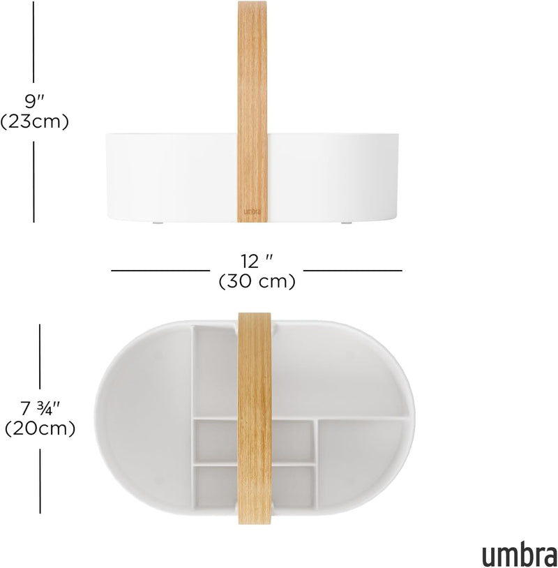 Umbra Bellwood Caddy mit herausnehmbarer Trennwand, Organizer für Kosmetik, Bürobedarf und Mehr