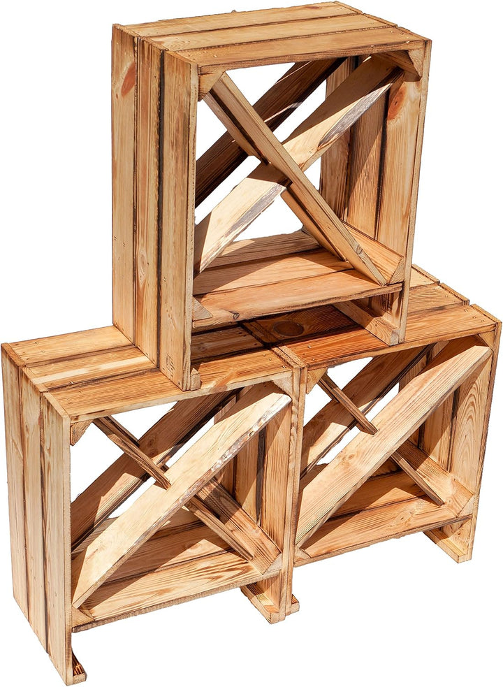 Kistenkolli Altes Land Weinregal X geflammt Masse 50x40x27cm Regalkiste Flaschenablage Weinregal Apf