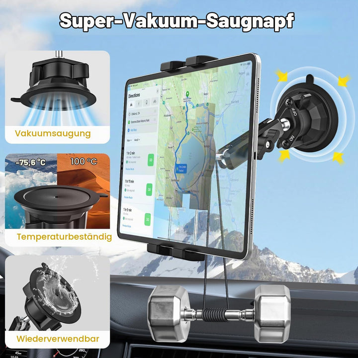 Robust Auto Tablet Halterung Starkem Saugnapf - Tablet Autohalterung Vorne, Armaturenbrett Windschut